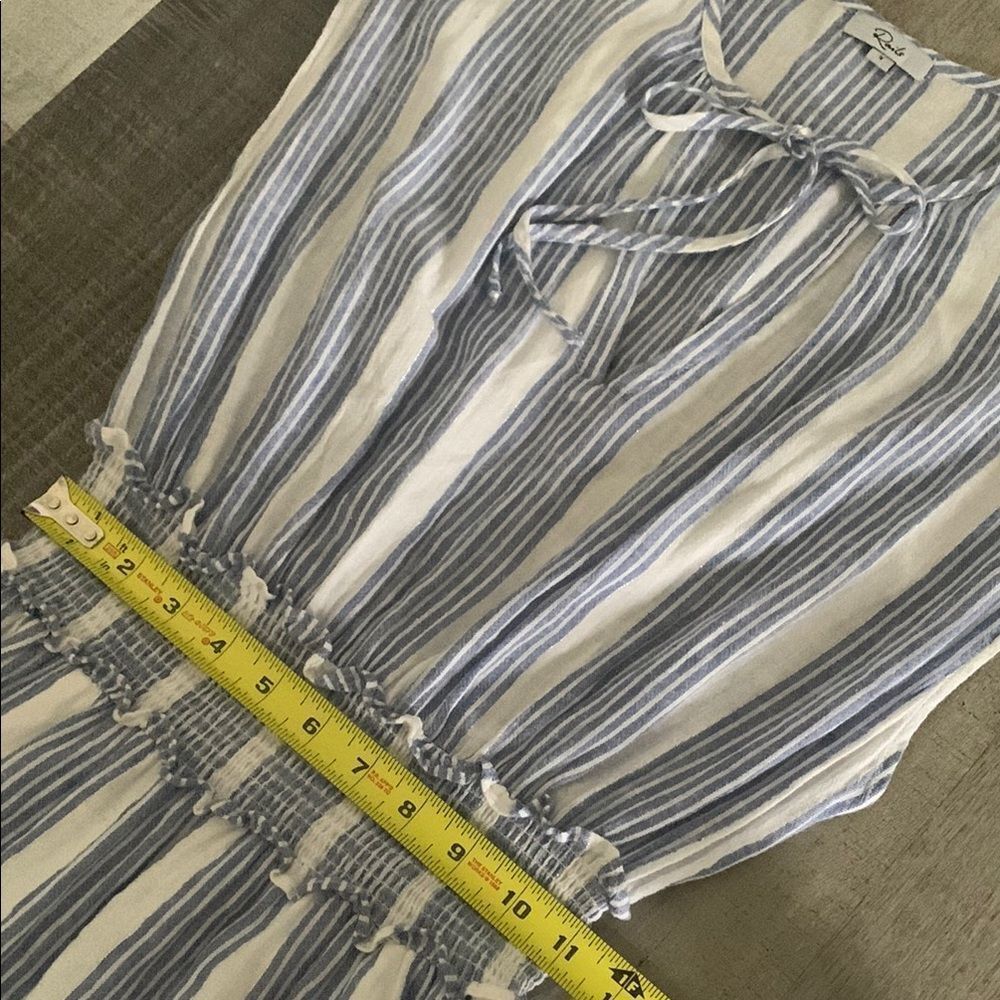 RAILS Ashlyn Midi Dress in Levanzo Blue White Silver Stripes Linen Blend Sz S - Picture 11 of 13